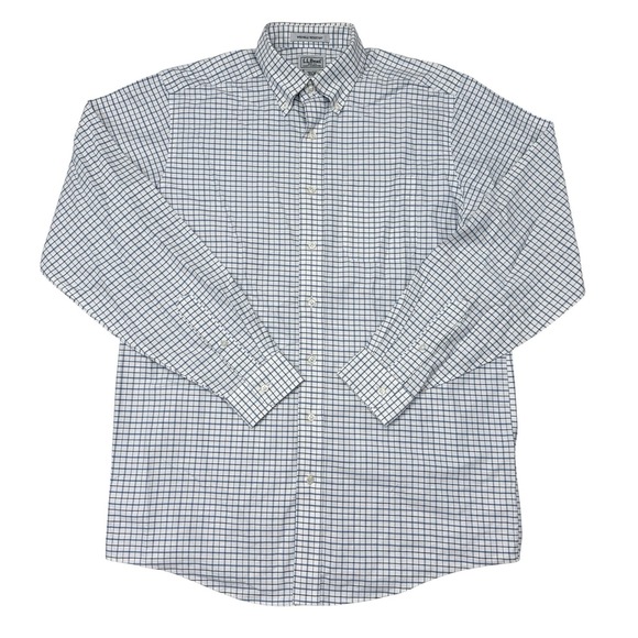 LL Bean Dress Shirt Sz 15.5 -36 Blue Check Oxford Button Down Wrinkle Resistant - Picture 1 of 8